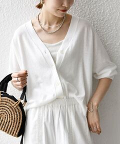 SHIPS / シップス カーディガン・ボレロ | 《予約》SHIPS any:〈手洗い可能〉リネン ミックス Vネック ショート シアー カーディガン 2