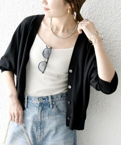 SHIPS / シップス カーディガン・ボレロ | 《予約》SHIPS any:〈手洗い可能〉リネン ミックス Vネック ショート シアー カーディガン 2