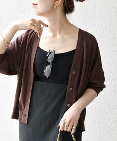 SHIPS / シップス カーディガン・ボレロ | SHIPS any:〈手洗い可能〉リネン ミックス Vネック ショート シアー カーディガン 2