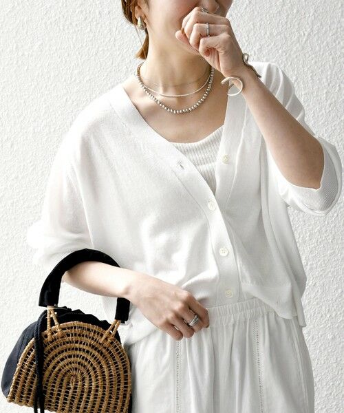 SHIPS / シップス カーディガン・ボレロ | 《予約》SHIPS any:〈手洗い可能〉リネン ミックス Vネック ショート シアー カーディガン 2 | 詳細10