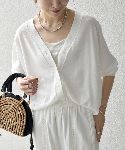 SHIPS / シップス カーディガン・ボレロ | 《予約》SHIPS any:〈手洗い可能〉リネン ミックス Vネック ショート シアー カーディガン 2 | 詳細5