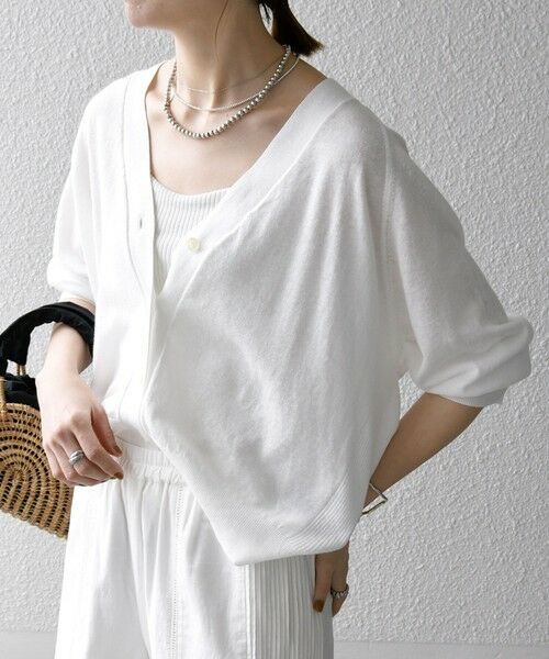 SHIPS / シップス カーディガン・ボレロ | 《予約》SHIPS any:〈手洗い可能〉リネン ミックス Vネック ショート シアー カーディガン 2 | 詳細6