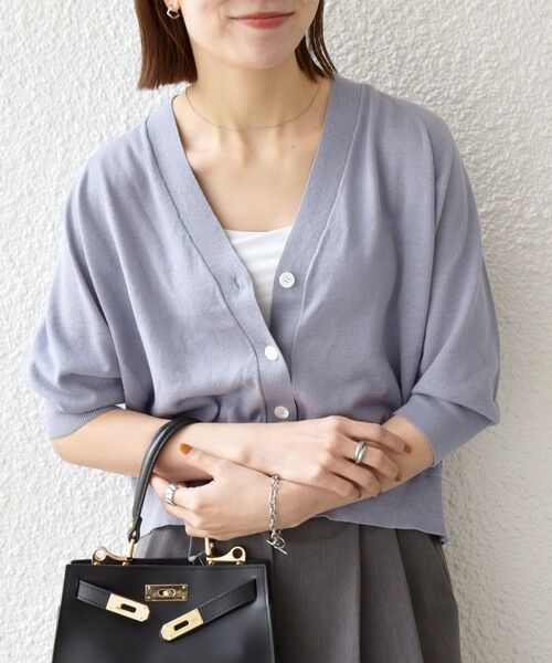 SHIPS / シップス カーディガン・ボレロ | 《予約》SHIPS any:〈手洗い可能〉リネン ミックス Vネック ショート シアー カーディガン 2 | 詳細15