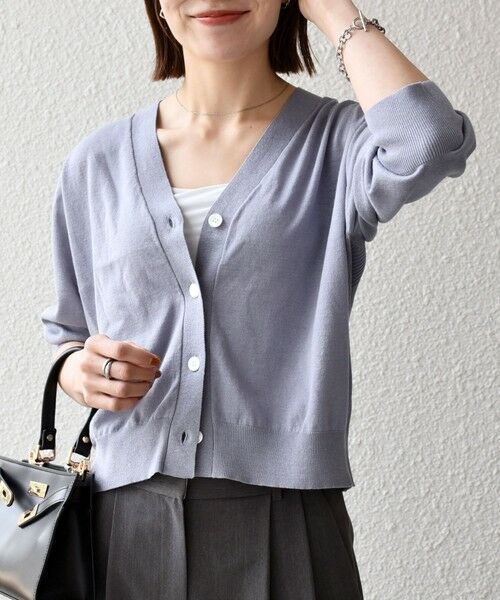 SHIPS / シップス カーディガン・ボレロ | 《予約》SHIPS any:〈手洗い可能〉リネン ミックス Vネック ショート シアー カーディガン 2 | 詳細16
