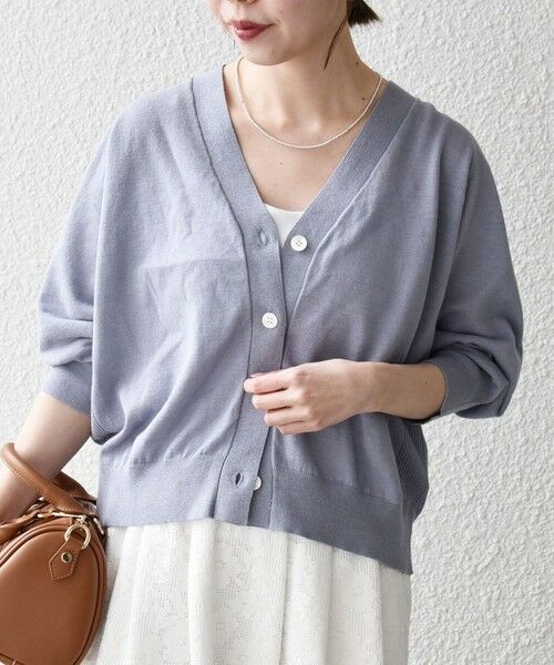 SHIPS / シップス カーディガン・ボレロ | 《予約》SHIPS any:〈手洗い可能〉リネン ミックス Vネック ショート シアー カーディガン 2 | 詳細23