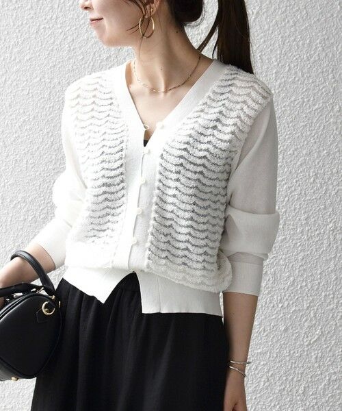 SHIPS / シップス カーディガン・ボレロ | 《予約》SHIPS any:〈手洗い可能〉シアー ジャカード コンパクト カーディガン | 詳細3