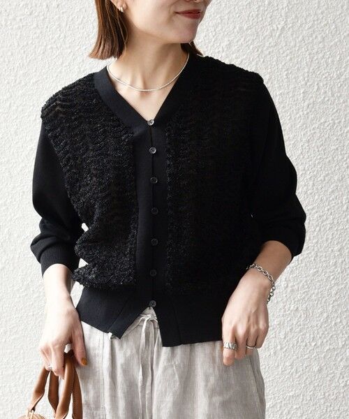SHIPS / シップス カーディガン・ボレロ | 《予約》SHIPS any:〈手洗い可能〉シアー ジャカード コンパクト カーディガン | 詳細18