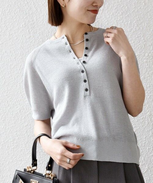 SHIPS / シップス ニット・セーター | 《予約》SHIPS any:〈手洗い可能〉リネン レーヨン ヘンリーネック プルオーバー | 詳細2