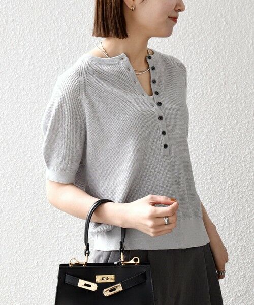 SHIPS / シップス ニット・セーター | 《予約》SHIPS any:〈手洗い可能〉リネン レーヨン ヘンリーネック プルオーバー | 詳細3