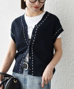 SHIPS / シップス ベスト | 《予約》SHIPS any:〈手洗い可能〉リネン レーヨン ステッチ 編み Vネック ベスト