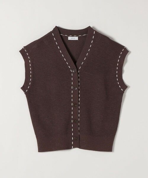 SHIPS / シップス ベスト | 《予約》SHIPS any:〈手洗い可能〉リネン レーヨン ステッチ 編み Vネック ベスト | 詳細7