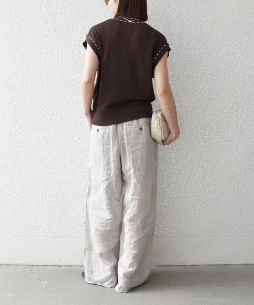 SHIPS / シップス ベスト | 《予約》SHIPS any:〈手洗い可能〉リネン レーヨン ステッチ 編み Vネック ベスト | 詳細2