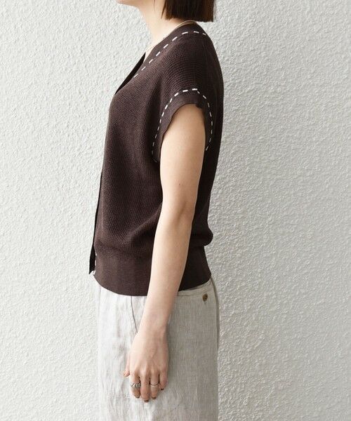 SHIPS / シップス ベスト | 《予約》SHIPS any:〈手洗い可能〉リネン レーヨン ステッチ 編み Vネック ベスト | 詳細14