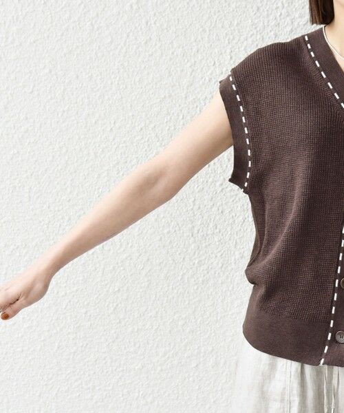 SHIPS / シップス ベスト | 《予約》SHIPS any:〈手洗い可能〉リネン レーヨン ステッチ 編み Vネック ベスト | 詳細16