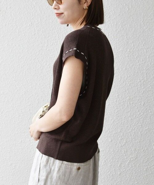 SHIPS / シップス ベスト | 《予約》SHIPS any:〈手洗い可能〉リネン レーヨン ステッチ 編み Vネック ベスト | 詳細4