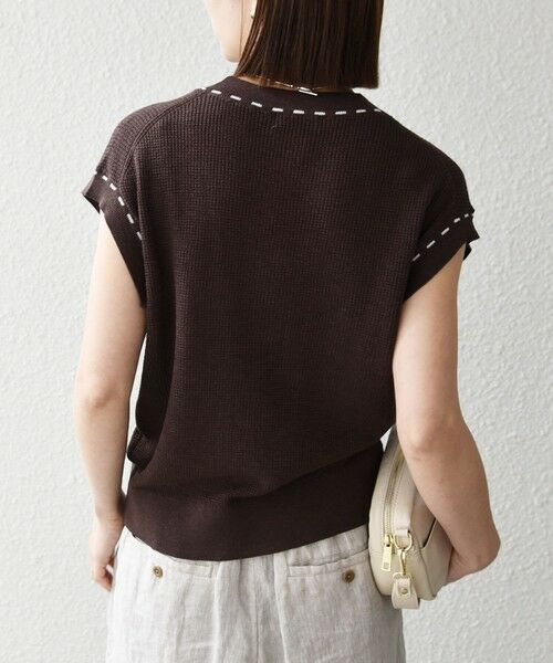 SHIPS / シップス ベスト | 《予約》SHIPS any:〈手洗い可能〉リネン レーヨン ステッチ 編み Vネック ベスト | 詳細5