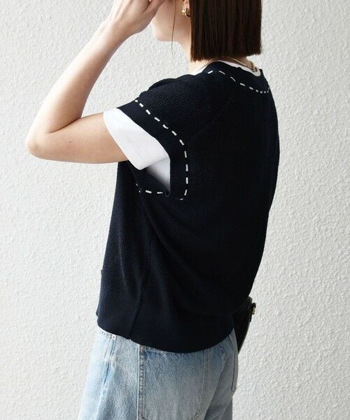 SHIPS / シップス ベスト | 《予約》SHIPS any:〈手洗い可能〉リネン レーヨン ステッチ 編み Vネック ベスト | 詳細20