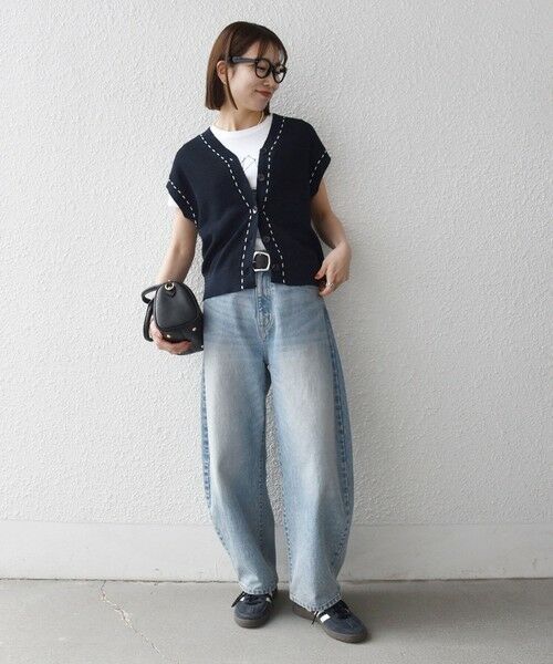SHIPS / シップス ベスト | 《予約》SHIPS any:〈手洗い可能〉リネン レーヨン ステッチ 編み Vネック ベスト | 詳細17