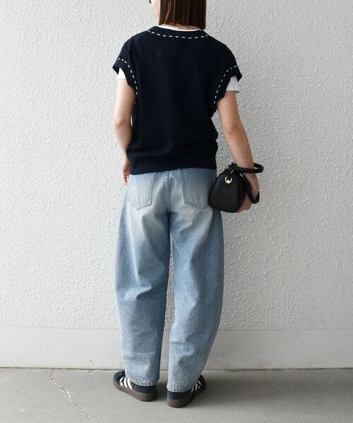 SHIPS / シップス ベスト | 《予約》SHIPS any:〈手洗い可能〉リネン レーヨン ステッチ 編み Vネック ベスト | 詳細18