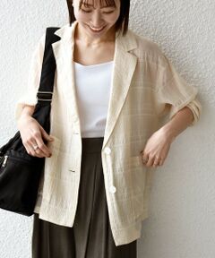 SHIPS / シップス テーラードジャケット | 《予約》SHIPS any:〈手洗い可能〉シアー チェック ルーズ テーラード ジャケット