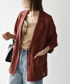 SHIPS / シップス テーラードジャケット | 《予約》SHIPS any:〈手洗い可能〉シアー チェック ルーズ テーラード ジャケット