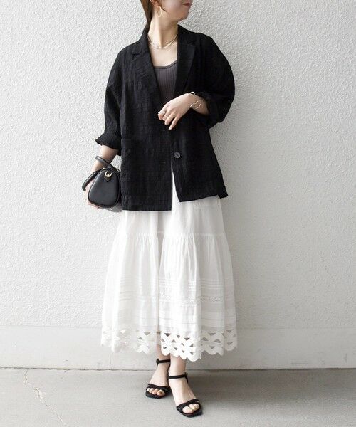 SHIPS / シップス テーラードジャケット | 《予約》SHIPS any:〈手洗い可能〉シアー チェック ルーズ テーラード ジャケット | 詳細1