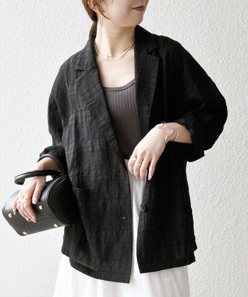 SHIPS / シップス テーラードジャケット | 《予約》SHIPS any:〈手洗い可能〉シアー チェック ルーズ テーラード ジャケット | 詳細3