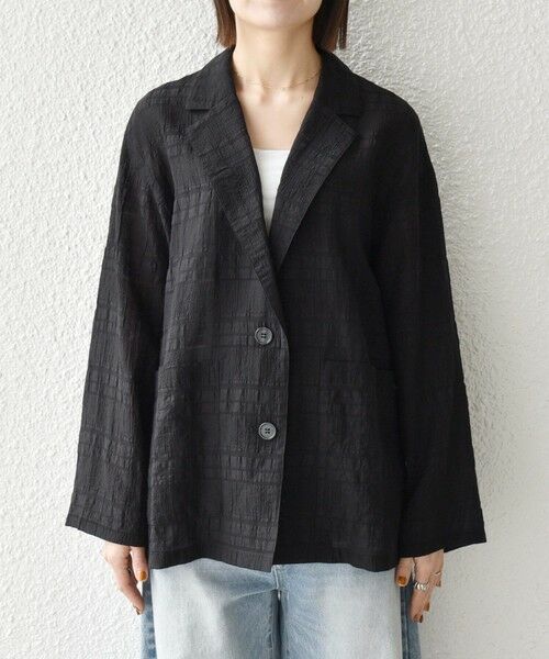 SHIPS / シップス テーラードジャケット | SHIPS any:〈手洗い可能〉シアー チェック ルーズ テーラード シングル ジャケット | 詳細10