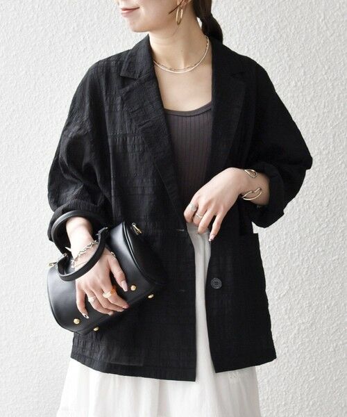 SHIPS / シップス テーラードジャケット | 《予約》SHIPS any:〈手洗い可能〉シアー チェック ルーズ テーラード ジャケット | 詳細6