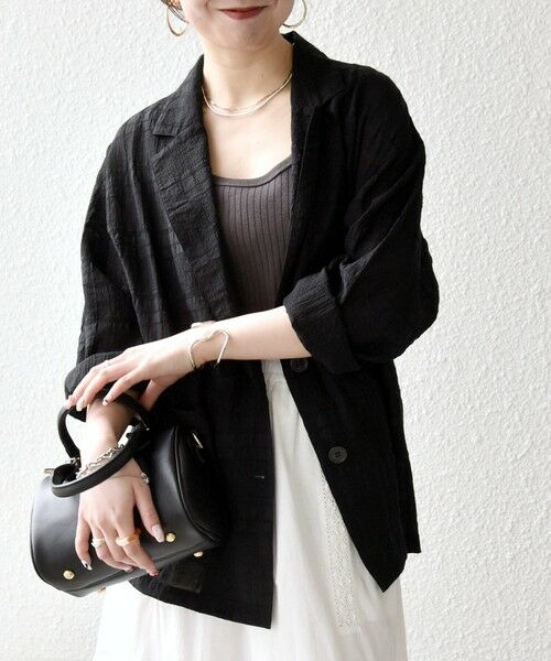 SHIPS / シップス テーラードジャケット | 《予約》SHIPS any:〈手洗い可能〉シアー チェック ルーズ テーラード ジャケット | 詳細7