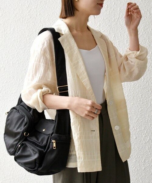 SHIPS / シップス テーラードジャケット | 《予約》SHIPS any:〈手洗い可能〉シアー チェック ルーズ テーラード ジャケット | 詳細15