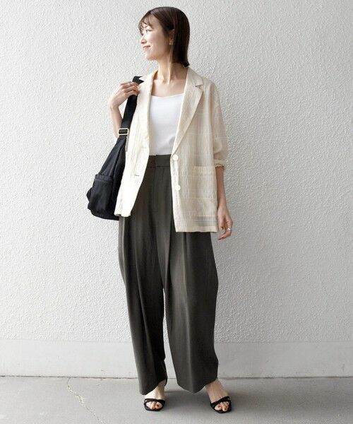 SHIPS / シップス テーラードジャケット | 《予約》SHIPS any:〈手洗い可能〉シアー チェック ルーズ テーラード ジャケット | 詳細12