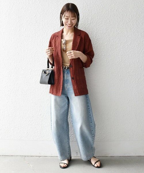 SHIPS / シップス テーラードジャケット | 《予約》SHIPS any:〈手洗い可能〉シアー チェック ルーズ テーラード ジャケット | 詳細19