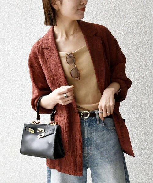 SHIPS / シップス テーラードジャケット | 《予約》SHIPS any:〈手洗い可能〉シアー チェック ルーズ テーラード ジャケット | 詳細21