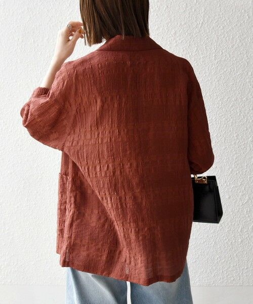 SHIPS / シップス テーラードジャケット | 《予約》SHIPS any:〈手洗い可能〉シアー チェック ルーズ テーラード ジャケット | 詳細23