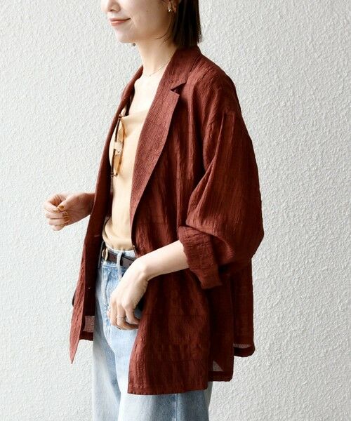 SHIPS / シップス テーラードジャケット | 《予約》SHIPS any:〈手洗い可能〉シアー チェック ルーズ テーラード ジャケット | 詳細24