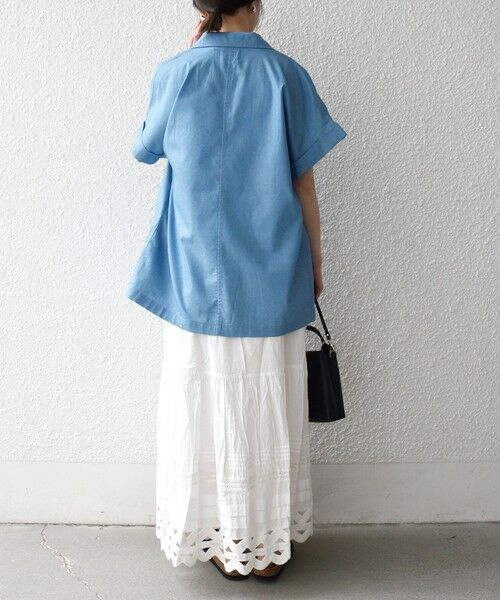 SHIPS / シップス テーラードジャケット | 《予約》SHIPS any:〈洗濯機可能〉シャンブレー デニム ロールアップ シャツ ジャケット | 詳細2