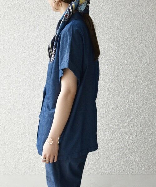 SHIPS / シップス テーラードジャケット | 《予約》SHIPS any:〈洗濯機可能〉シャンブレー デニム ロールアップ シャツ ジャケット | 詳細14