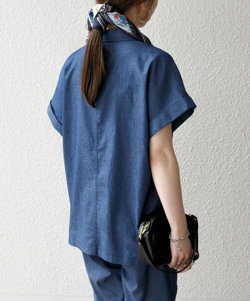 SHIPS / シップス テーラードジャケット | 《予約》SHIPS any:〈洗濯機可能〉シャンブレー デニム ロールアップ シャツ ジャケット | 詳細15