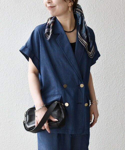 SHIPS / シップス テーラードジャケット | 《予約》SHIPS any:〈洗濯機可能〉シャンブレー デニム ロールアップ シャツ ジャケット | 詳細17