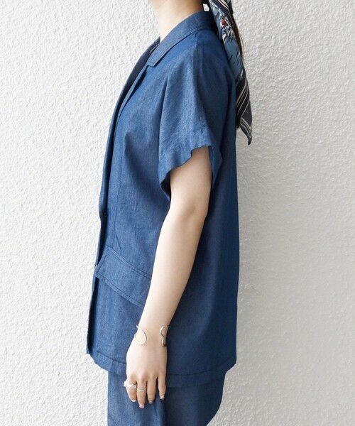 SHIPS / シップス テーラードジャケット | 《予約》SHIPS any:〈洗濯機可能〉シャンブレー デニム ロールアップ シャツ ジャケット | 詳細20