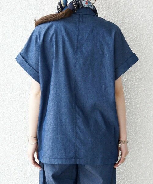 SHIPS / シップス テーラードジャケット | 《予約》SHIPS any:〈洗濯機可能〉シャンブレー デニム ロールアップ シャツ ジャケット | 詳細21