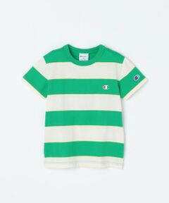 SHIPS / シップス Tシャツ | Champion:〈洗濯機可能〉ワイド ボーダー ワンポイント 刺繍 Tシャツ<KIDS>