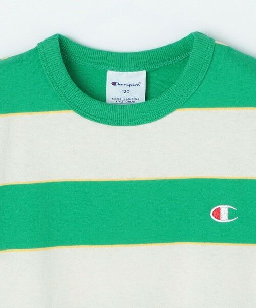 SHIPS / シップス Tシャツ | Champion:〈洗濯機可能〉ワイド ボーダー ワンポイント 刺繍 Tシャツ<KIDS> | 詳細2