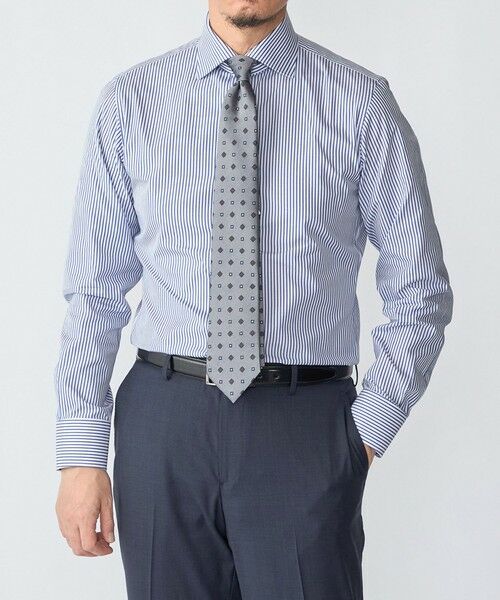 SHIPS / シップス シャツ・ブラウス | SHIPS: MADE IN JAPAN ロンドン ストライプ ワイドカラー シャツ（ネイビー）