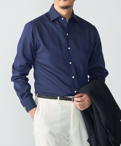 SHIPS / シップス シャツ・ブラウス | SHIPS: ICE COTTON パナマ ワンピースカラー ソリッド シャツ（ネイビー）