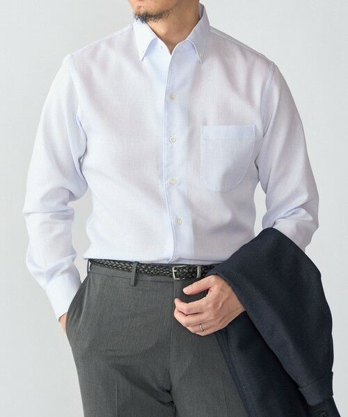 SHIPS / シップス シャツ・ブラウス | SHIPS: ICE COTTON ワッフル イタリアン ボタンダウン ソリッド シャツ（ライトブルー）