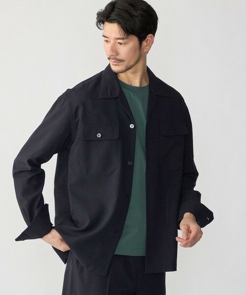 SHIPS / シップス シャツ・ブラウス | SHIPS:〈撥水 防しわ 洗濯機可能〉DOT AIR(R)オープンカラーシャツ(セットアップ対応)（ブラック）