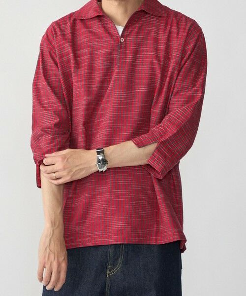SHIPS / シップス シャツ・ブラウス | SHIPS: KHADI 7スリーブ カプリ シャツ（レッド）