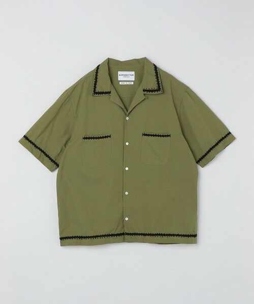 SHIPS / シップス シャツ・ブラウス | NOMARHYTHM TEXTILE: TRIM EMBROIDERY OPEN COLLAR SS（オリーブ）